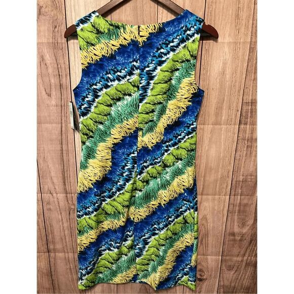 AGB dress size 10 NWT stretchy blue green zipper - Picture 6 of 9